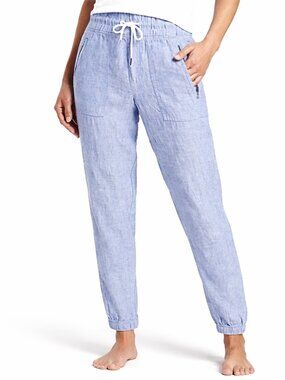Like New Athleta Cabo Linen Jogger Chambray Blue Lightweight Pant Size 0
